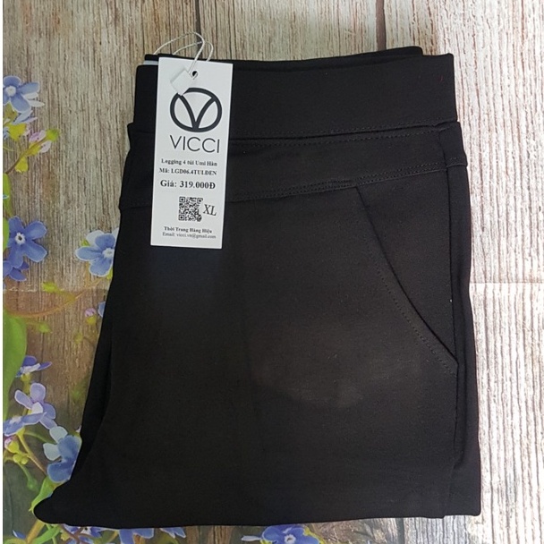 Quần Legging Vicci dáng dài 4 túi vải umi co giãn 4 chiều màu đen