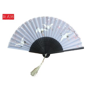 Quạt cổ trang - quạt xếp (21cm)vải lụa xinh