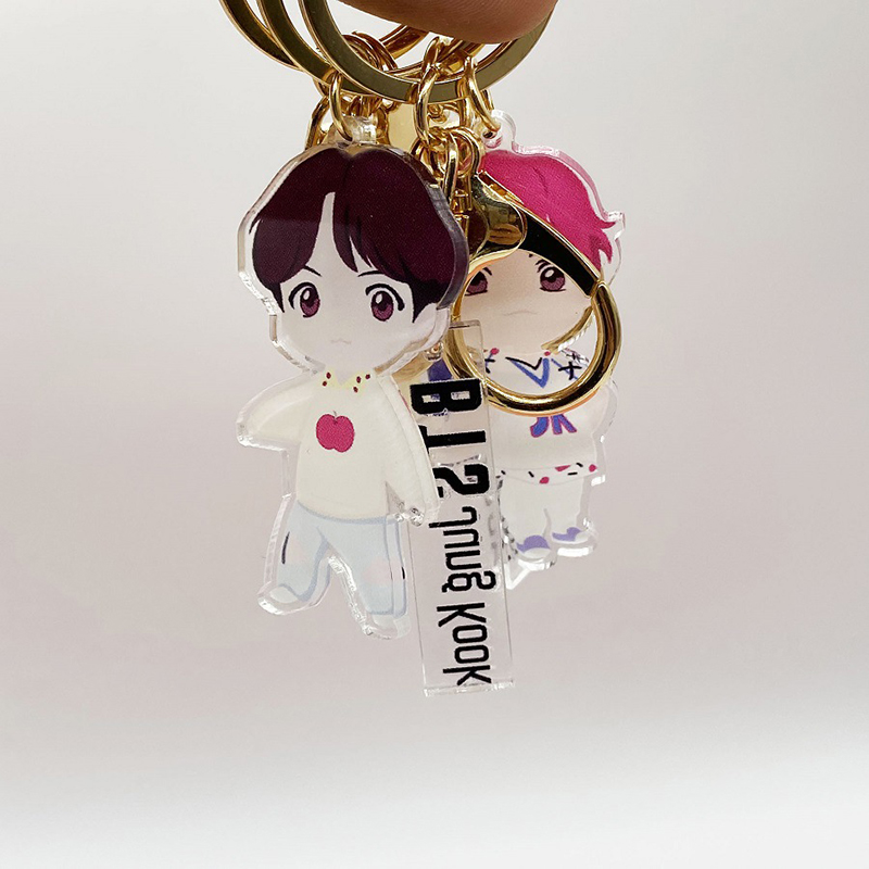 [Ready Stock] Kpop Bts Album Keychain Cartoon Q Version Acrylic Keyring Car Key Ring Schoolbag Pendant Accessories