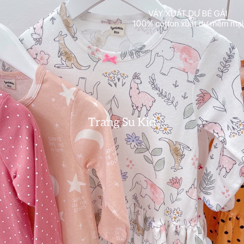 VÁY ĐUÔI CÁ DÀI TAY, VÁY COTTON THU ĐÔNG CHO BÉ GÁI.