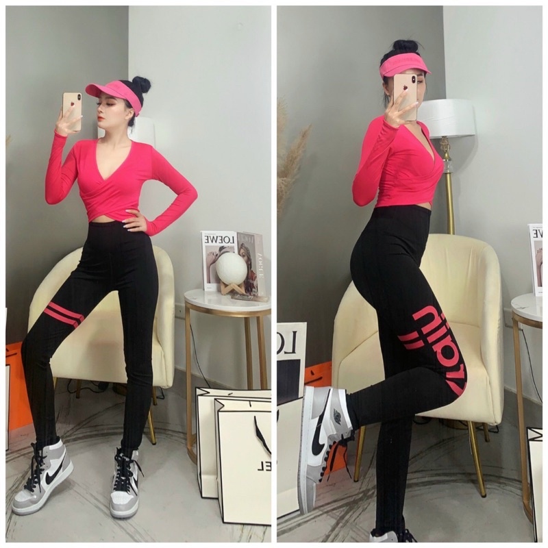 ÁO CROPTOP DÀI TAY VẠT CHÉO TẬP GYM EROBIC ZUMBA NỮ