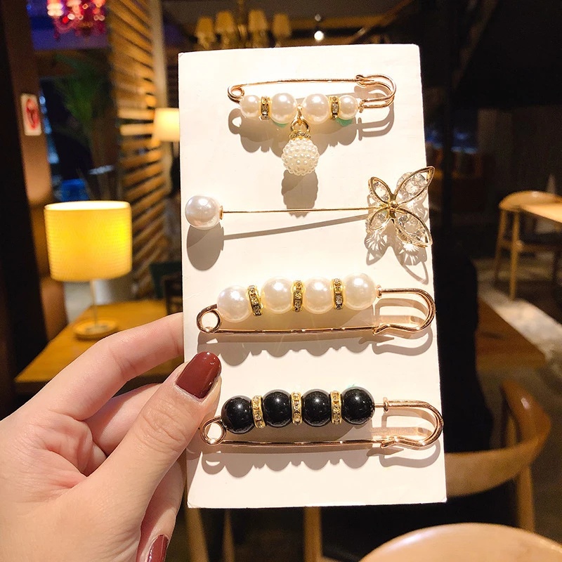 Ghim cài đai quần đính ngọc trai nhân tạo thời trang