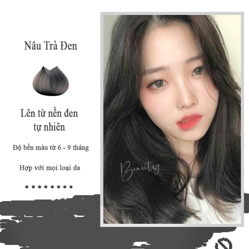 Thuốc nhuộm tóc Nâu Trà Đen - Không Cần Tẩy, Lên Từ Nền Đen + Tặng Kèm Oxy Trợ Dưỡng