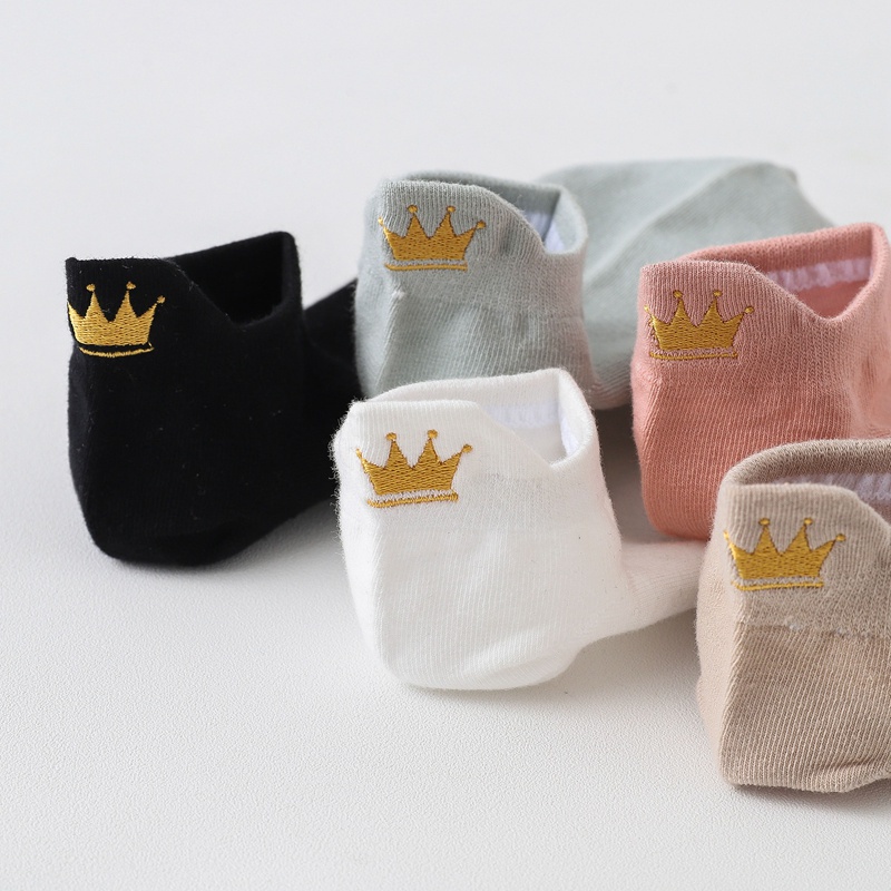 Tất cotton ECMLN màu trắng thêu hình trái tim dễ thương xinh xắn