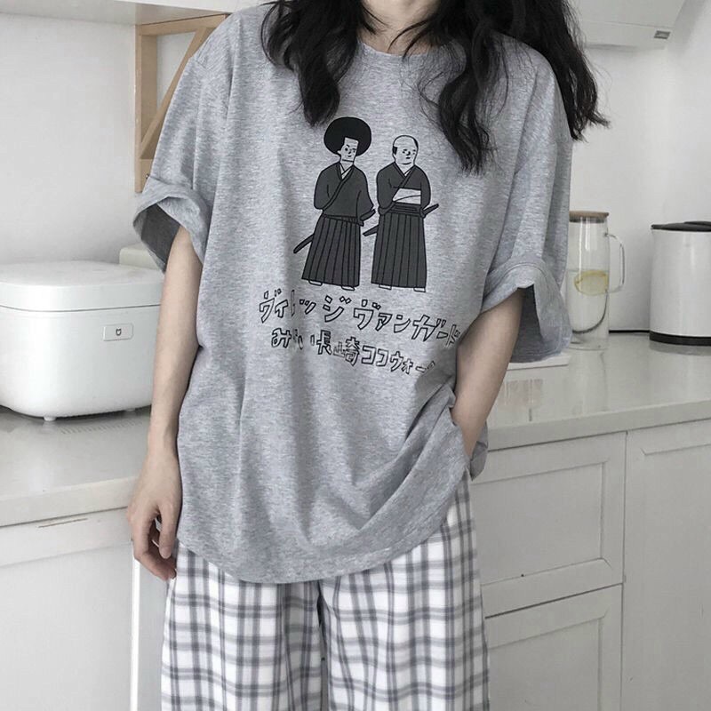 [AMANDA] Set bộ quần kẻ caro kèm áo xám form thụng tay lỡ, set đồ bộ giá rẻ đi học đi chơi | BigBuy360 - bigbuy360.vn