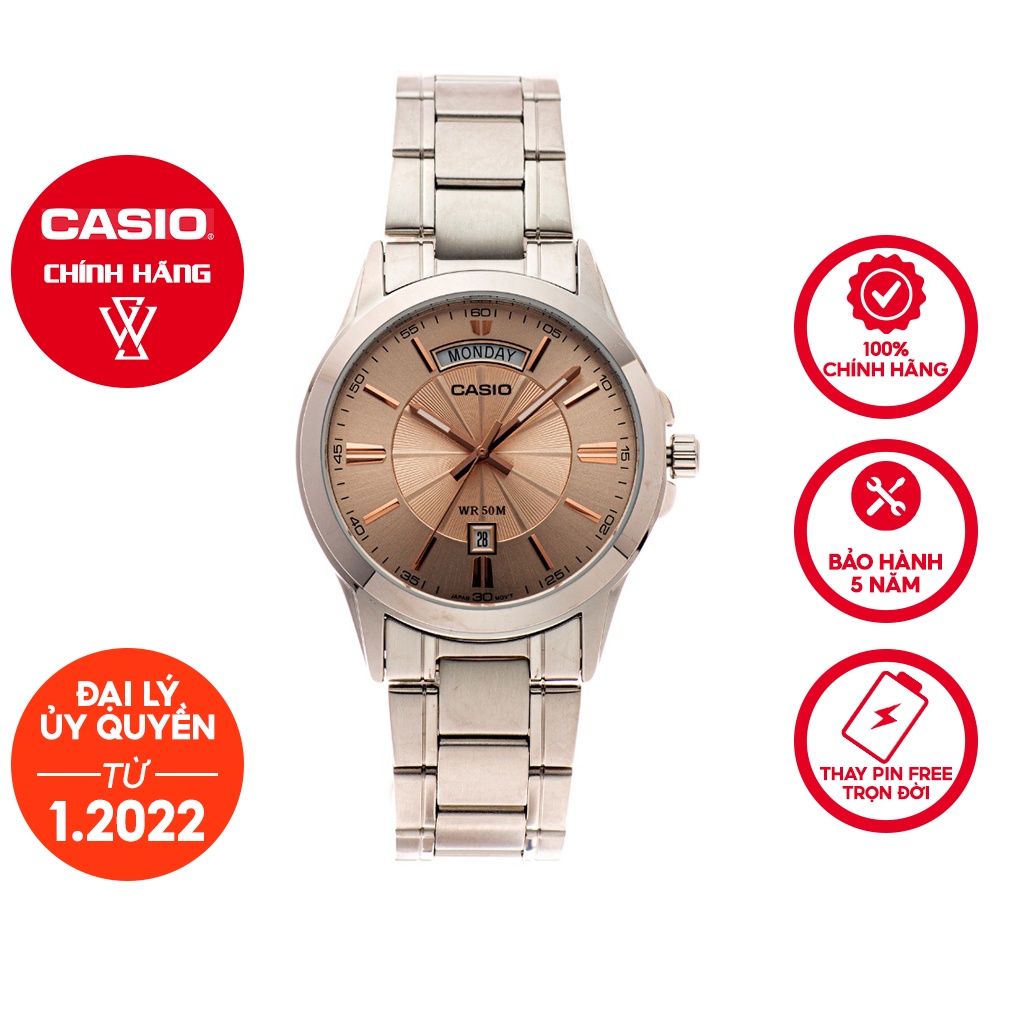 Đồng Hồ Quartz Nam Casio WATCHSTORE MTP-1381D-9AVDF Thiết Kế Kính Khoáng 40mm, Dây Kim Loại, Vỏ Thép Không Gỉ