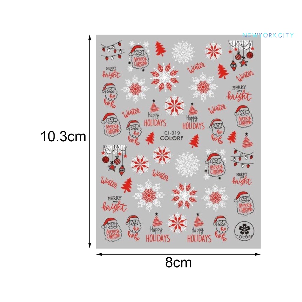 Miếng Dán Trang Trí Móng Tay Hình Bông Tuyết Giáng Sinh Ba Chiều Siêu Mỏng DIY