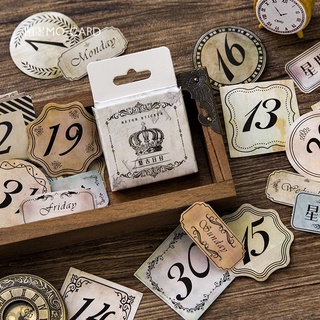 Sticker dán sổ set 40 miếng hình con số vintage, sticker chữ số trang trí sổ tay