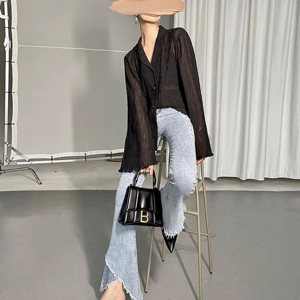 Áo Sơ Mi Nữ Cổ V Dài Tay Cổ Chữ V Thời Trang