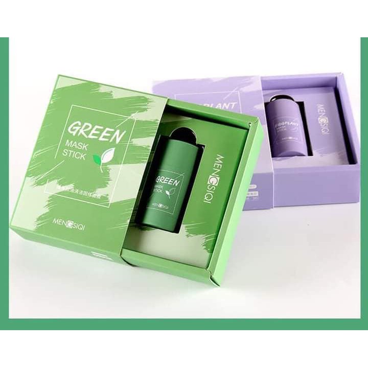 Mặt Nạ Lăn MENGSIQI Trà Xanh &amp; Cà Tím Dạng Thỏi Lăn