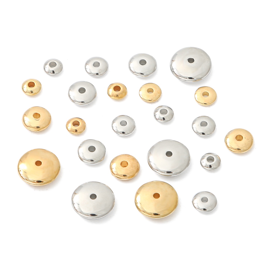 Chuỗi hạt tròn dẹt lỗ xỏ lớn dành cho làm trang sức DIY