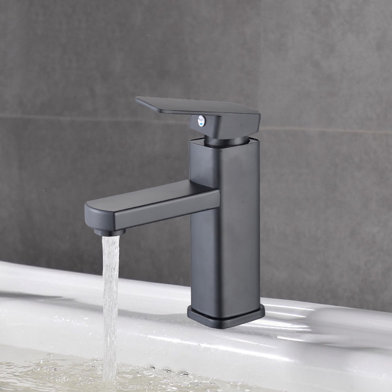 Vòi rửa mặt, vòi Lavabo nóng lạnh thiết kế mạ lớp tĩnh điện đen vuông phân loại 2T và 3T sang trọng , hiện đại