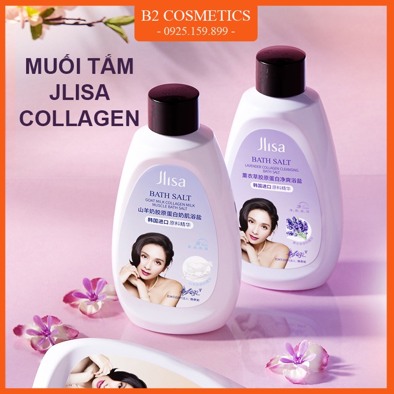 Muối tắm tẩy tế bào chết JLISA Collagen dưỡng ẩm trắng da Lavender Sữa dê nội địa Trung cao cấp
