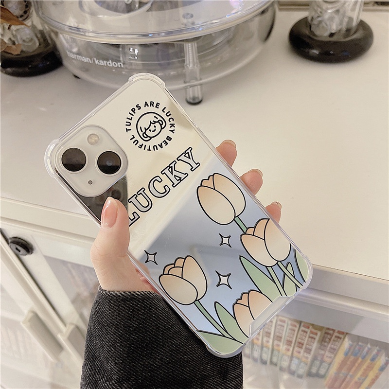 Ốp Điện Thoại Tráng Gương Họa Tiết Hoa Tulip Cho Iphone 6/6splus/7/7plus/8/8plus/x/xr/xs/11/12/13/pro/max/plus/promax 13