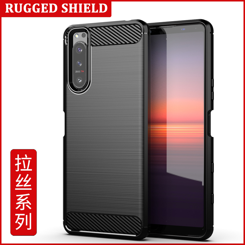 Ốp điện thoại TPU sợi Carbon mềm chống trượt chống rơi có dây cho Sony Xperia 5 1 10 II