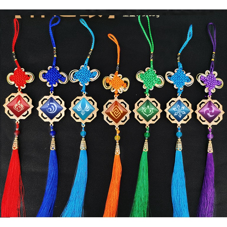 Móc khóa dạ quang vision genshin impact họa tiết nơ