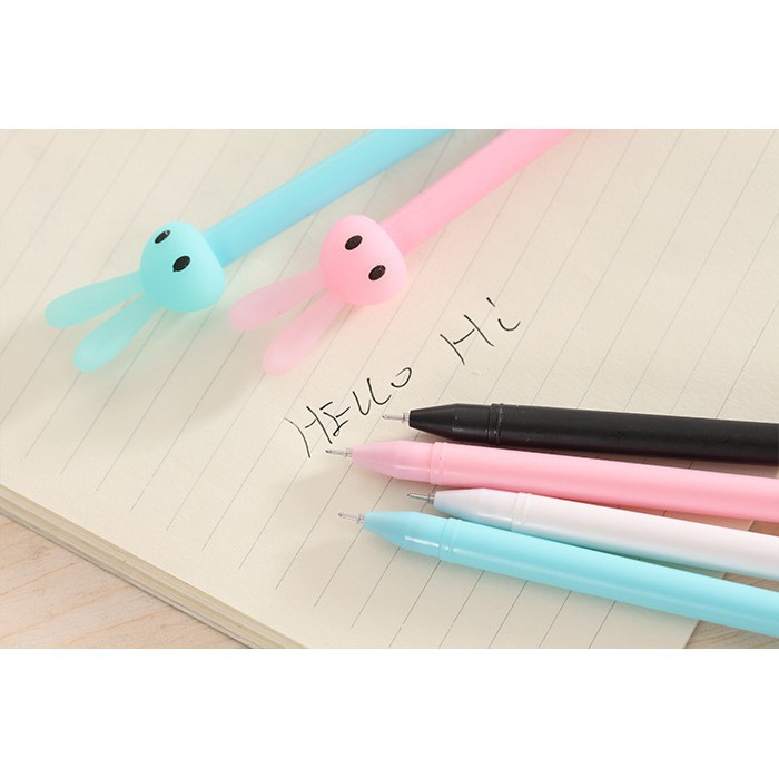 Bút đầu thỏ tai dài bút cute bút dễ thương bút kute viết gel màu đen