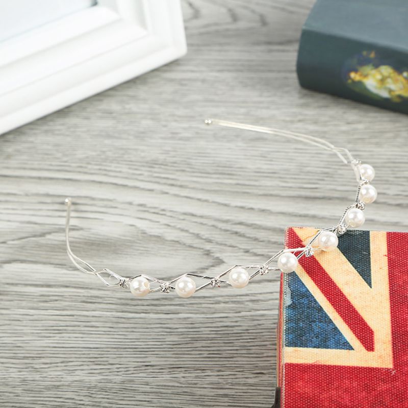 Cài Tóc Đính Ngọc Trai Giả Bằng Thép Gợn Sóng Phong Cách Hàn Quốc Tối Giản Dành Cho Cô Dâu