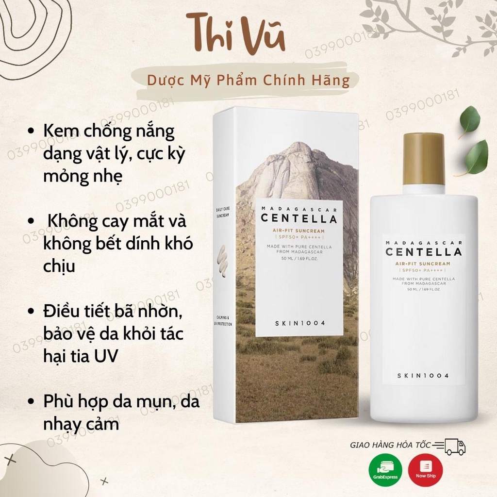 Kem chống nắng rau má cho da nhạy cảm Skin1004 Madagascar Centella 50ml - Thi Vũ