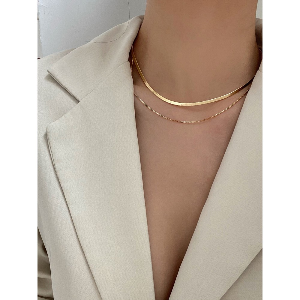 Dây chuyền nữ,vòng cổ nữ choker 2 tầng cá tính màu vàng gold Ivy.acc C1