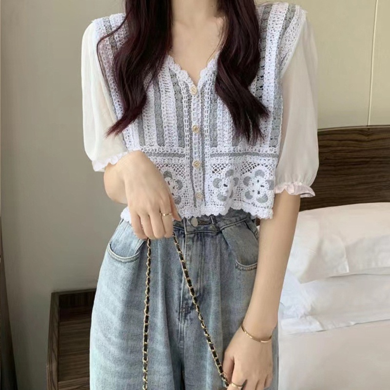 Áo Nữ Tay Dài Phồng Cổ Chữ V Thời Trang Quyến Rũ