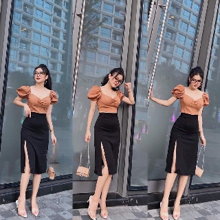 Váy xẻ tà cạp cao CV808