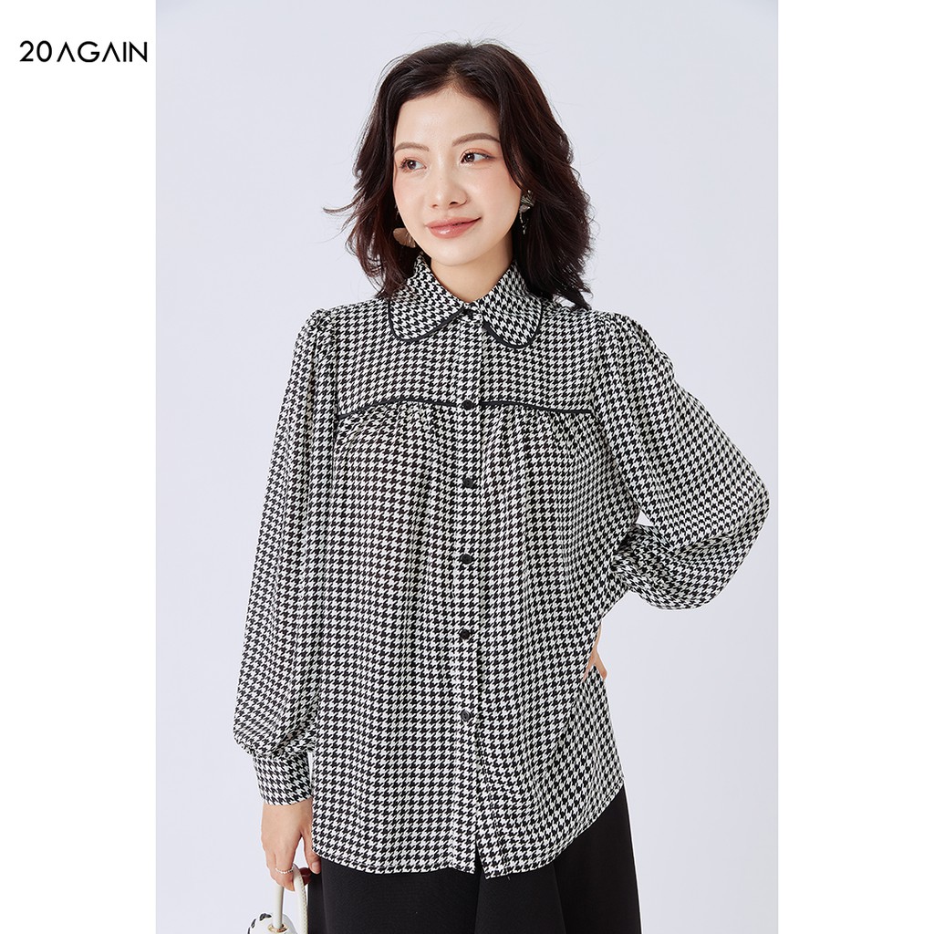 Áo sơ mi nữ dài tay cổ đức 20AGAIN, thiết kể công sở vải voan cao cấp ASA1775