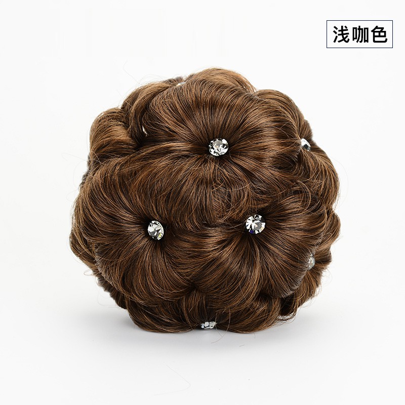 Đồ búi tóc tóc giả tạo hình hoa đính hạt kim cương dành cho nữ