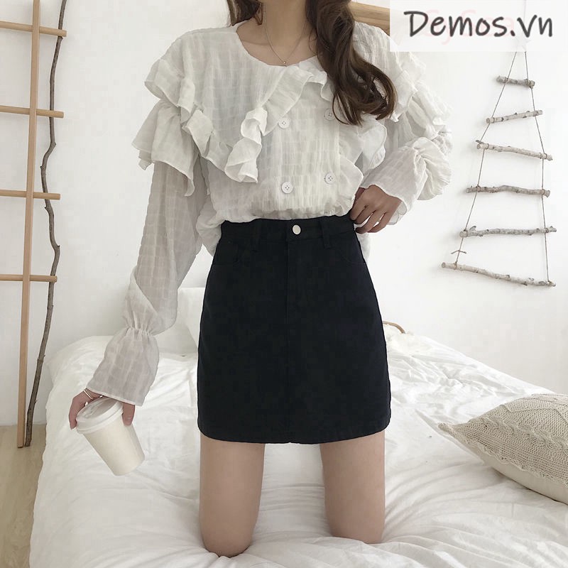 Chân váy denim lưng cao phong cách Hàn Quốc cho nữ | BigBuy360 - bigbuy360.vn