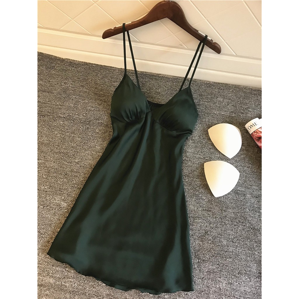 Váy Ngủ Lụa Hai Dây - Đầm Ngủ Lụa Ren Sexy Chất Liệu Lụa Mỏng Sling Có Đệm Ngực Nhẹ Nhàng Thoải Mãi Quyến Rũ VN004 [BINO | BigBuy360 - bigbuy360.vn