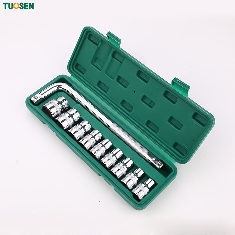 Bộ khẩu sửa xe 1/2 TUOSEN (10 chi tiết bao gồm cả tuýp): 10mm, 12mm, 13mm, 14mm , 17mm, 19mm, 21mm, 22mm, 24mm