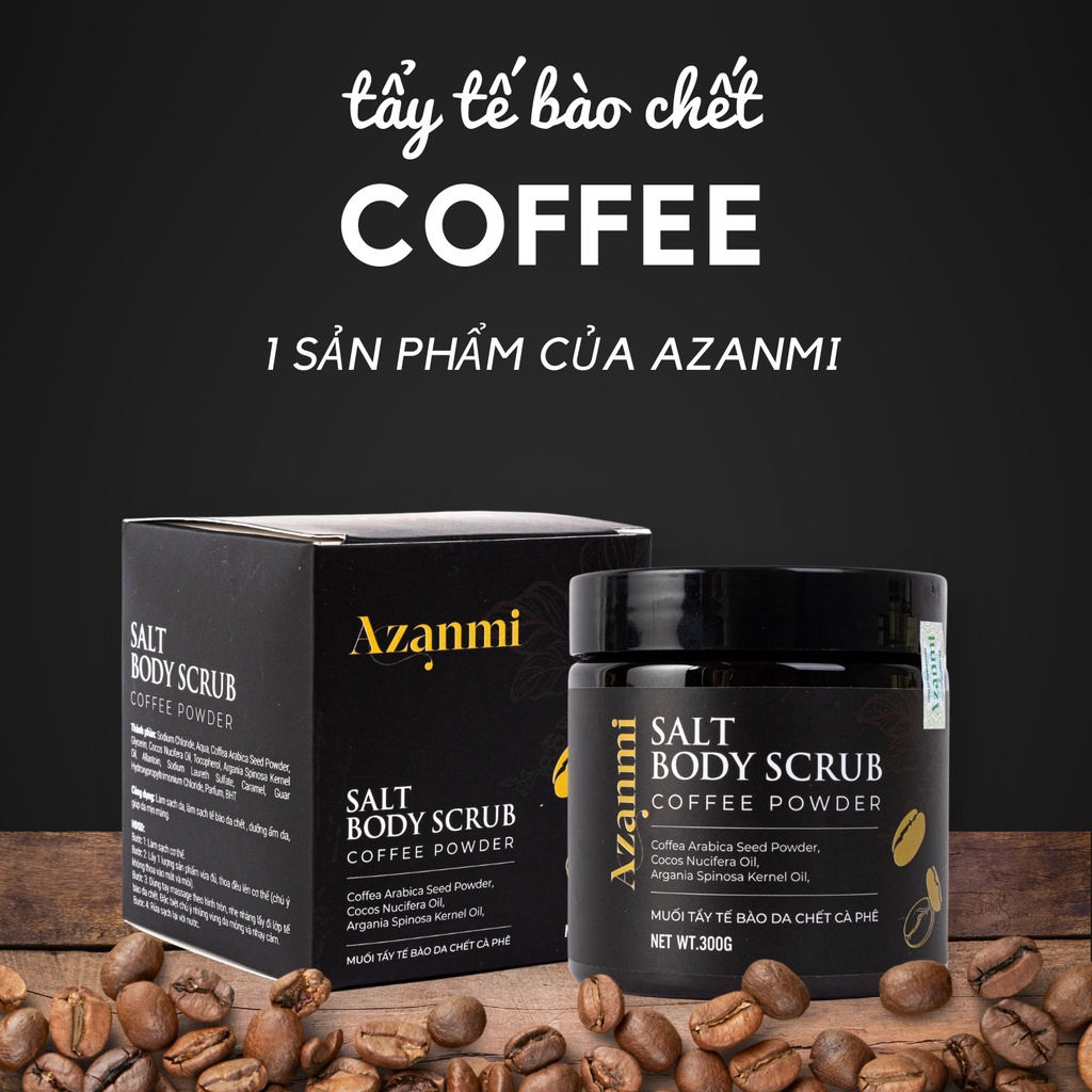 Tẩy tế bào chết cơ thể và mặt cà phê cho làn da mềm mại và rạng rỡ 300ml Cocoon COFFEE SALT BODY SCRUB Chính Hãng Azanmi