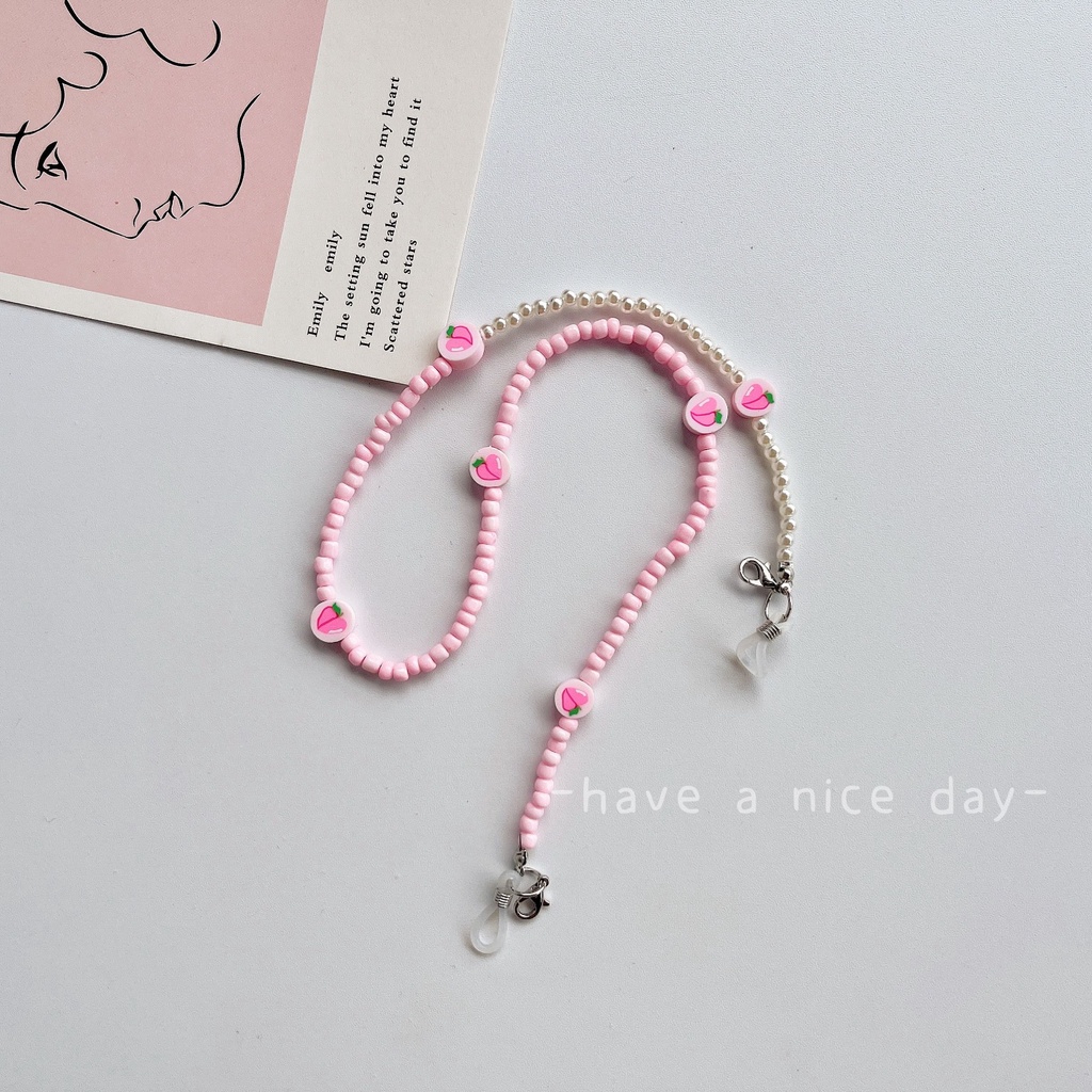 Dây Đeo Mắt Kính Xỏ Hạt Acrylic Họa Tiết Trái Cây Hoạt Hình Phong Cách Hàn Quốc Mới