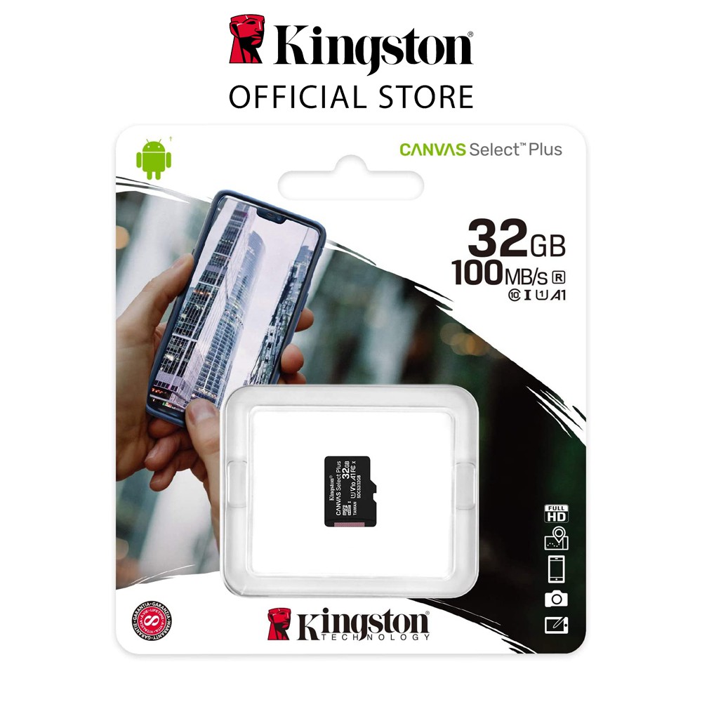 Thẻ nhớ microSD Kingston Canvas Select Plus tương thích Android A1 tốc độc tới 100MB/s 32Gb