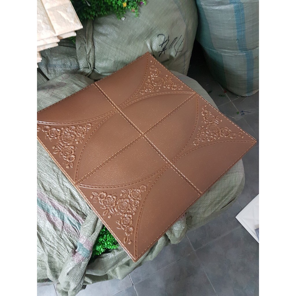 Tấm xốp dán tường 3d giả da 60X60cm hoa văn nổi 1 cmchống ẩm cách âm cách nhiệt | BigBuy360 - bigbuy360.vn