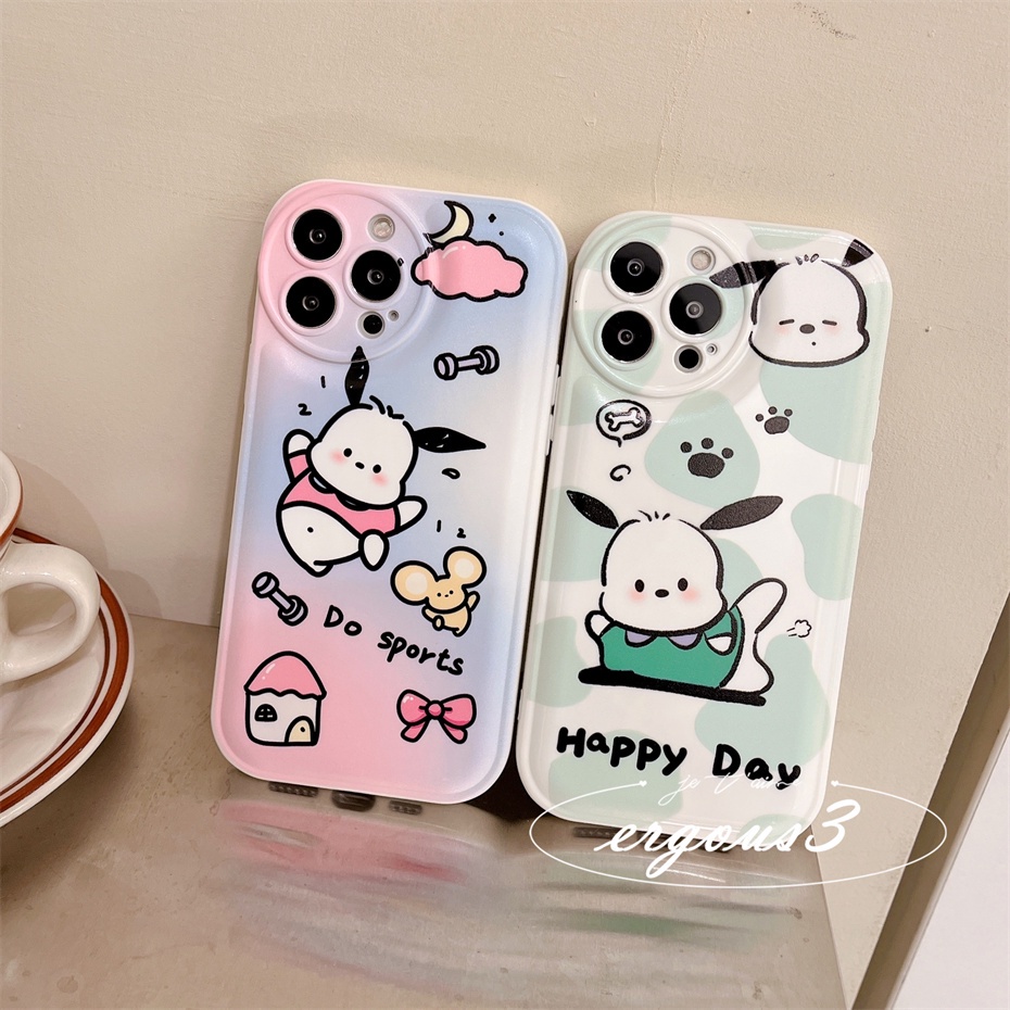 Ốp Điện Thoại Mềm Họa Tiết Pochacco Bảo Vệ Ống Kính Máy Ảnh Cho iPhone 14 13 12 11 Pro Max SE2020 X XR Xs Max 7 8 Plus