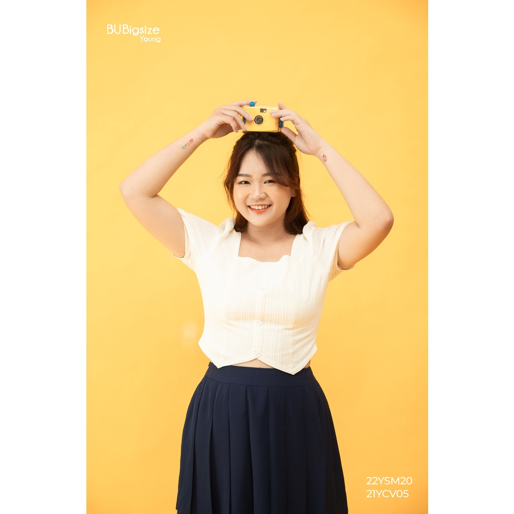 Áo cổ vuông cúc giữa gấu ziczac BIGSIZE (55kg đến 95kg) - 22YSM20 - [BU Bigsize Young]