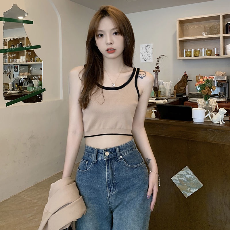 Set Áo Hai Dây + Áo Khoác Cardigan Dài Tay Thiết Kế Mới Thời Trang Mùa Thu Theo Phong Cách Hàn Quốc