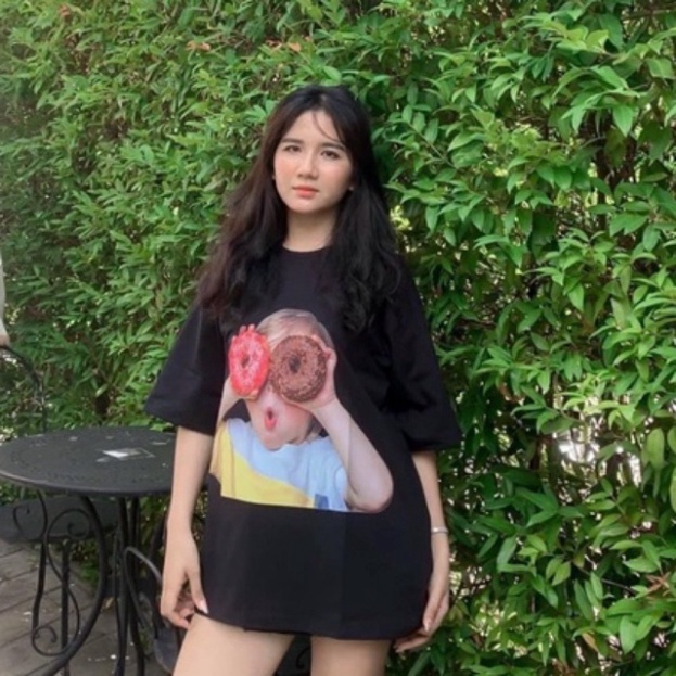 [Ảnh+Video thật] Áo thun tay lỡ ADLV phông Unisex nam nữ Cotton oversize form rộng BABY FACE DONUT | BigBuy360 - bigbuy360.vn