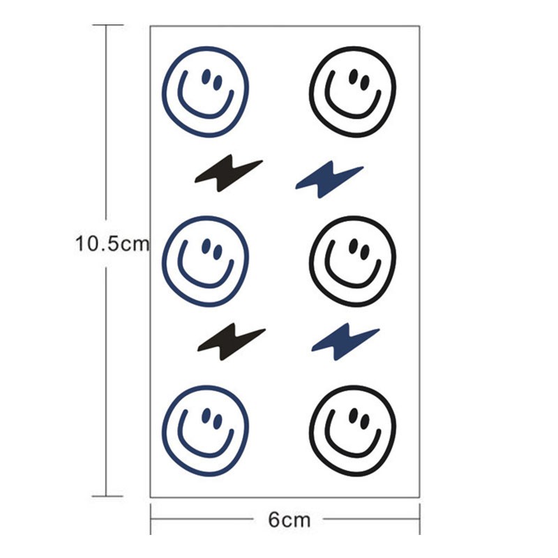 (hàng Mới Về) Set 10 Miếng Dán Hình Xăm Chuyển Nước Sử Dụng Một Lần Hình Mặt Cười Phong Cách Gd
