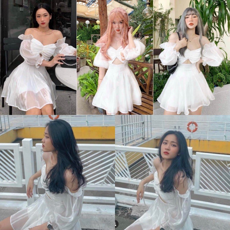 ĐẦM XINH BISTYY DRESS style trắng tinh khôi ngọt ngào 2 lớp vải dày dặn chất vải organa thiết kế cút out phần eo | BigBuy360 - bigbuy360.vn