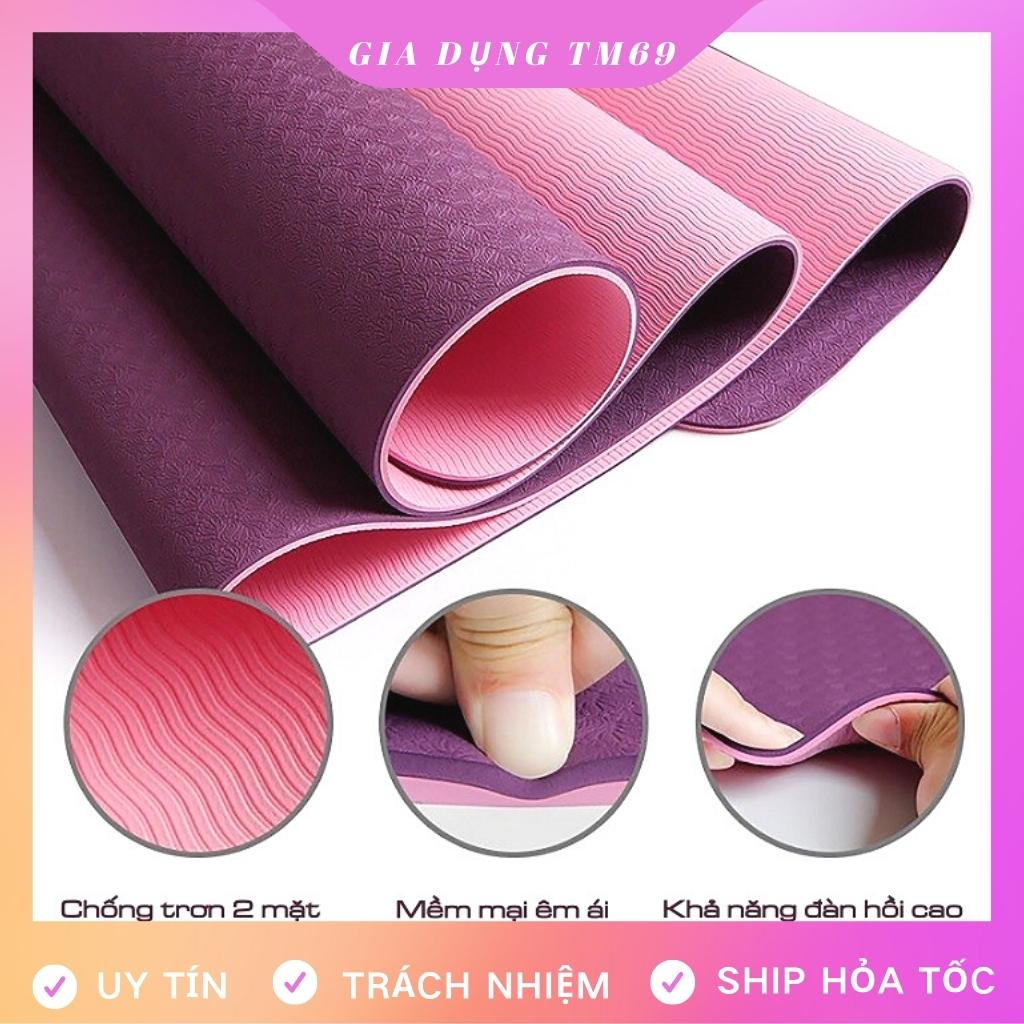 Thảm Tập Yoga Chống Trượt TPE Dày 2 Lớp 6mm Cao Su Cao Cấp Gym Thể Dục Tại Nhà