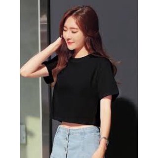 áo thun croptop from rộng tay ngắn free size ( tặng bịt mắt ngủ)