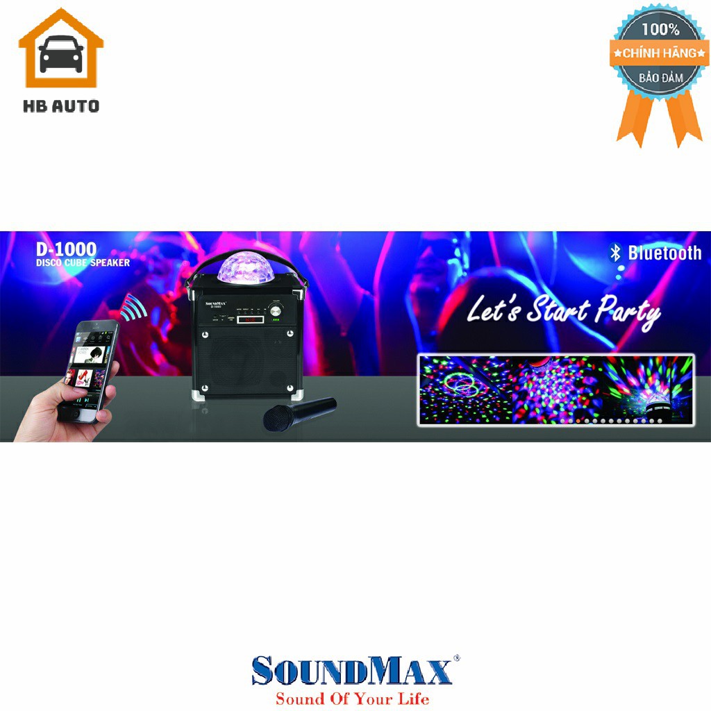 Loa Soundmax D1000 Disco Cube 30W RMS Mobile Speaker Hàng chính hãng