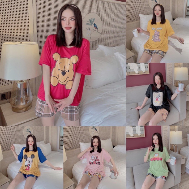 BỘ MẶC NHÀ THUN COTTON CỘC ĐÙI NEW