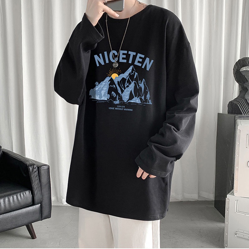 Áo Thun Nam Dài Tay Cổ Tròn Form Rộng In Họa Tiết Niceten Thời Trang Zenkonu TOP NAM 239