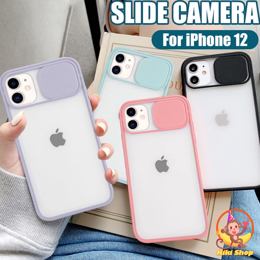 Ốp điện thoại TPU mềm trong suốt có nắp trượt bảo vệ camera đơn giản cho iPhone 11 Pro Max X Xs Max XR 8 7 Plus 2020