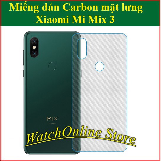 Dán carbon mặt lưng Xiaomi Mi Mix 3