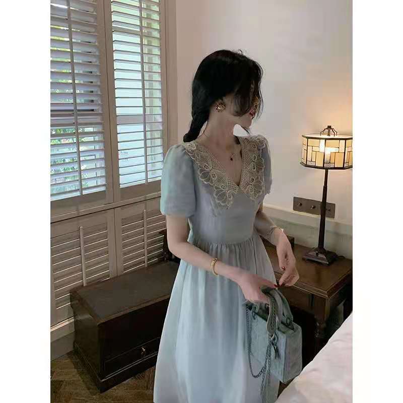 Đầm Nữ Tay Ngắn Cổ Chữ V Thời Trang Thanh Lịch | BigBuy360 - bigbuy360.vn