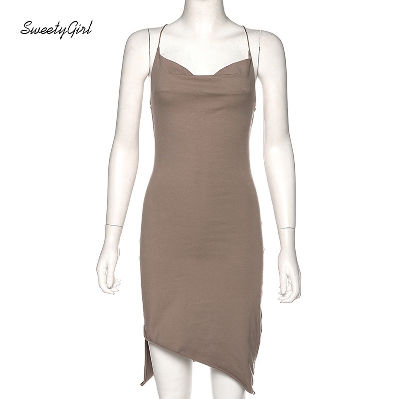 Đầm Mini Cổ Chữ V Eo Thấp Màu Trơn Thời Trang 2022 Quyến Rũ Cho Nữ